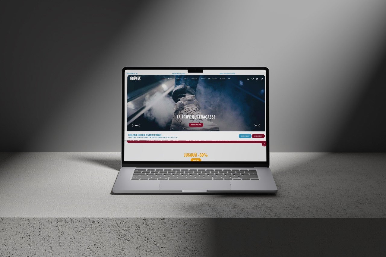 OMZ, marque streetwear (chaussures & vêtements), nous a confié le branding, la création du site e-commerce et la production de contenus pour les réseaux sociaux.