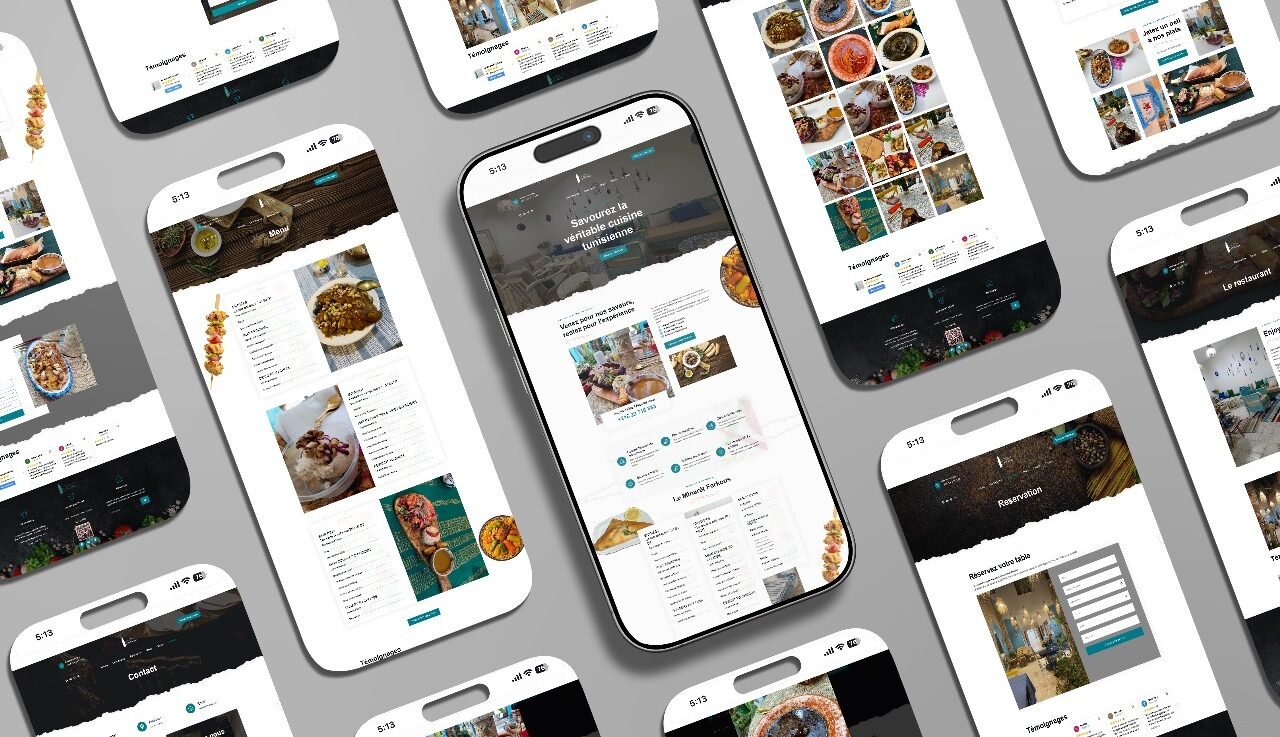 Le Minaret Ferkous nous a confié la création d’un site web à son image : chaleureux, authentique et raffiné, mettant en valeur la cuisine tunisienne et l’esprit convivial de Tozeur.